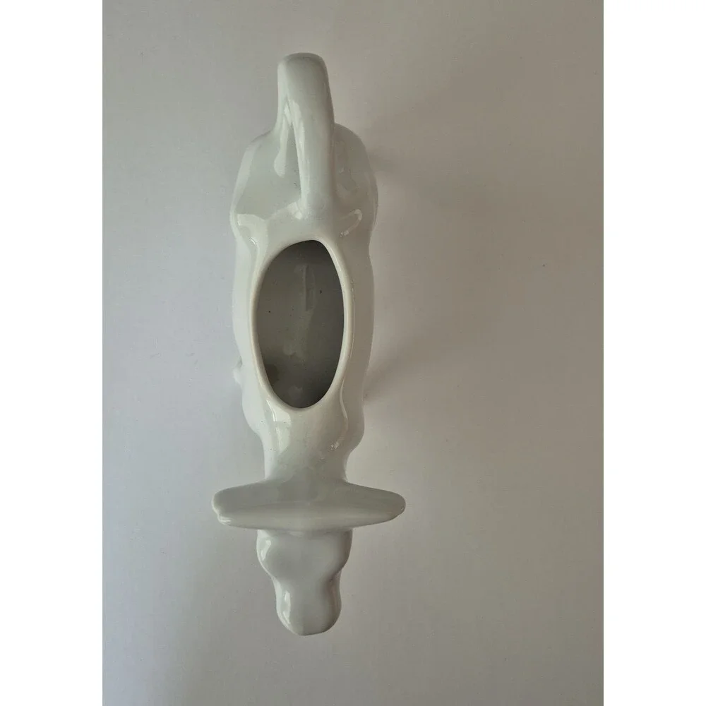 White Vintage Ceramic Cow Creamer with Handle 5 x 7 IN Farmhouse Country Decor